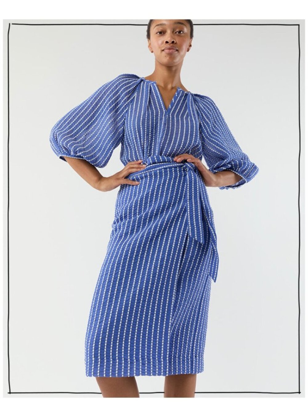 Ann Mashburn Sz M Kara Wrap SKIRT Blue White Jacquard NWT